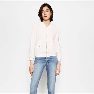 White bomber zip up jacket